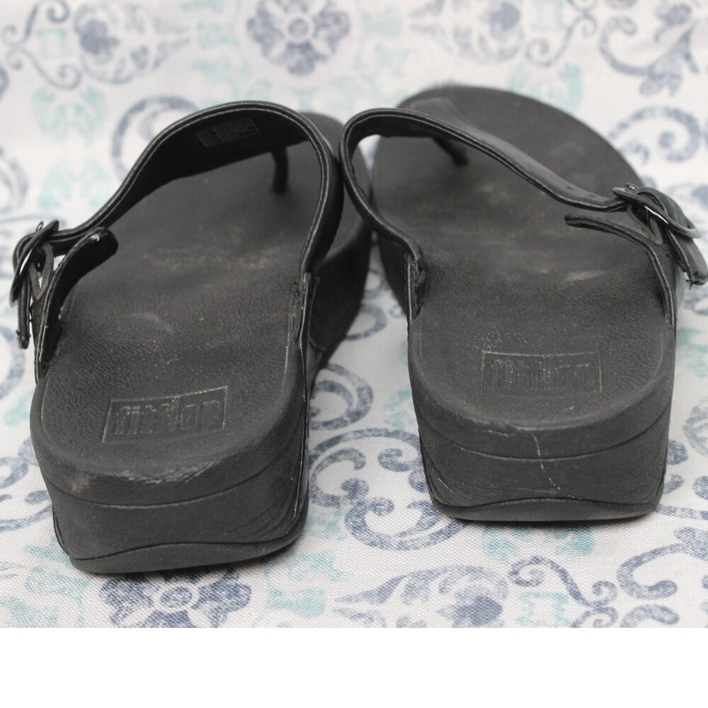 Fitflop The Skinny Women's Size US 6 Black Leather Thong Sandals Shoes B28-090 - Picture 5 of 8